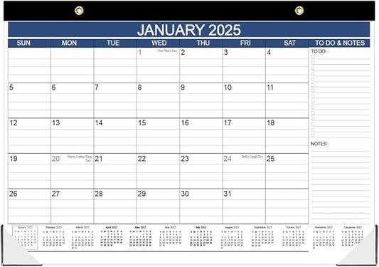 Desk Calendar 2025-2026, Runs Jan 2025 to Jun 2026, Desk Calendar with to-do List, 140gsm Paper, 18 Monthly Desk Calendar, 17" x 12" Desk Calendar 2025-2026, Desk Calendar for School, Home or Office