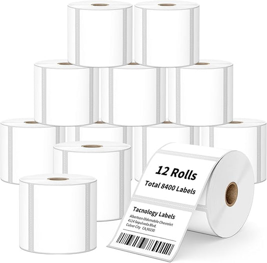 12 Rolls 3" x 2" Direct Thermal Labels - 8400 Labels Multipurpose Address Shipping Labels for Barcode Postage - Adhesive & Perforated, Compatible with Rollo, Zebra, Munbyn, and Other Desktop Printers
