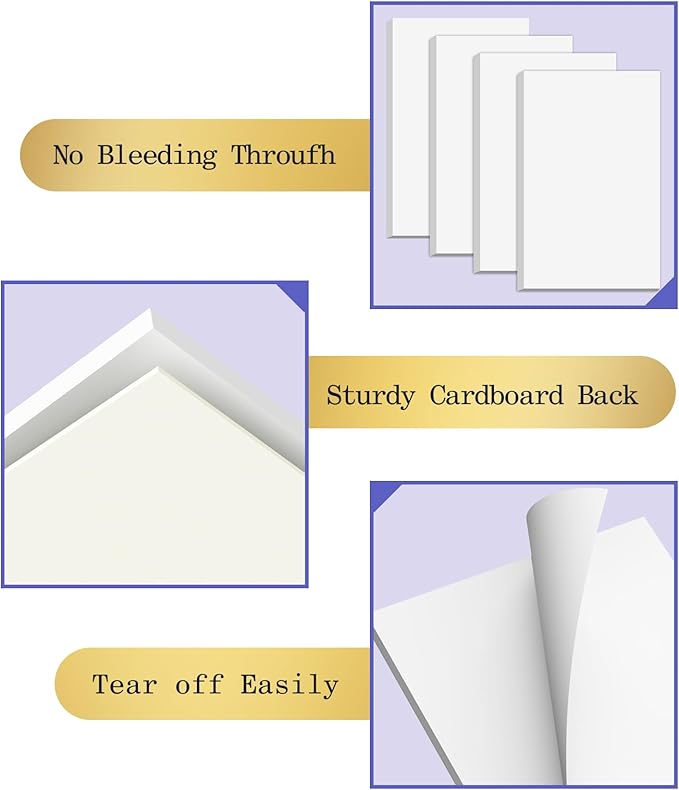 Small Note Pads 3x5 Pocket Notepad, 10 Pack Server Note Pads 3x5, White Memo Pads, Scratch Pads, Small Writing Pads White Paper, 50 Sheets per Blank Mini Notepads 3x5 Scratch Paper for Work/School