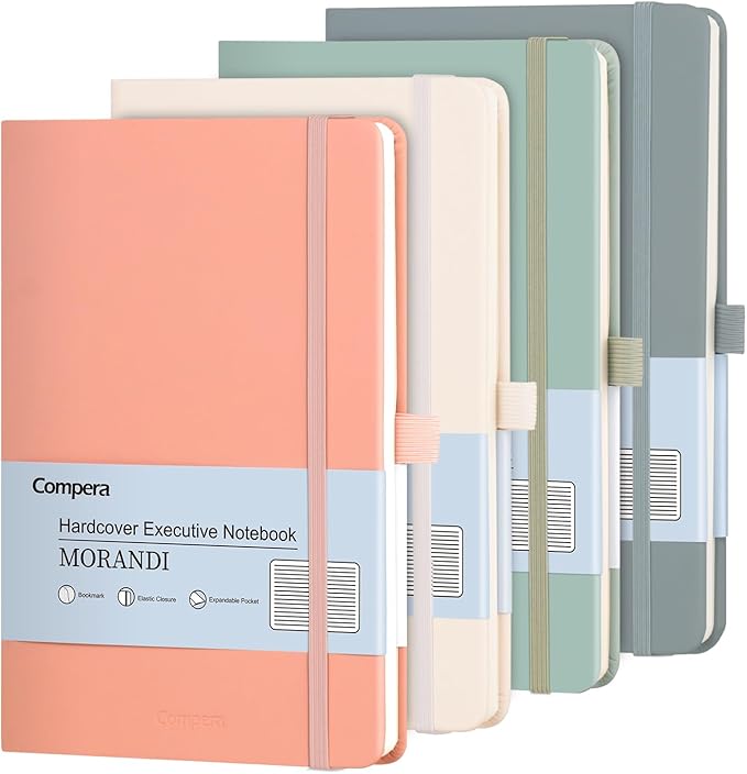 Comix 4 Pack Lined Journal Notebooks for Women, 176 Pages, 5.5 x 8.3", Hardcover, Morandi, 100gsm Paper, A5 Journaling Notebooks, Perfect for Work School Home
