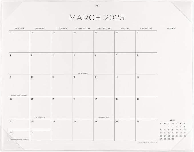 Cabbrix Simplified Desk Calendar 2025 with Desktop Mat, from Now to December 2025 Desk Pad Calendar Large 21 x 16-1/2 inch, Monthly Table Calendar for Home School and Office