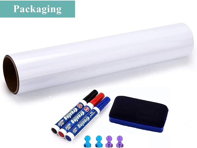 Magnetic Dry Erase Whiteboard Paper, 48" x 36" with Self Adhesive Whiteboard for Wall, Easy to Write and Clean Dry Erase Board for Kids, Office, Home, with Marker, Magnetic Eraser and Magnets