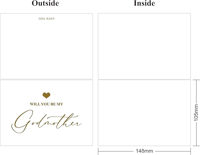 LADY&HOME Will You Be My Godmother Card with Envelope,Godmother Proposal Card Godmother Proposal Gift (C2:Godmother)