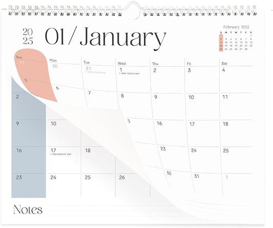 Makaplan Vibrant Arc Horizontal 11x13.5 Inches Wall Calendar 2025-26, 18 Month Calendar January 2025 to June 2026 Colorful & Fun Monthly Themes