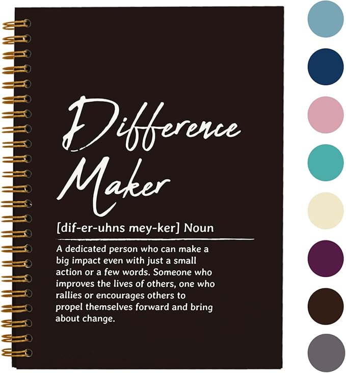 Difference Maker Gift Notebook Journal, Office Meeting Notebook for Work, Thank You Gifts for Leader Mentor Boss, Office Supplies Leadership Gifts Journal, Hardcover Spiral Notebook 5.5 x 8.3