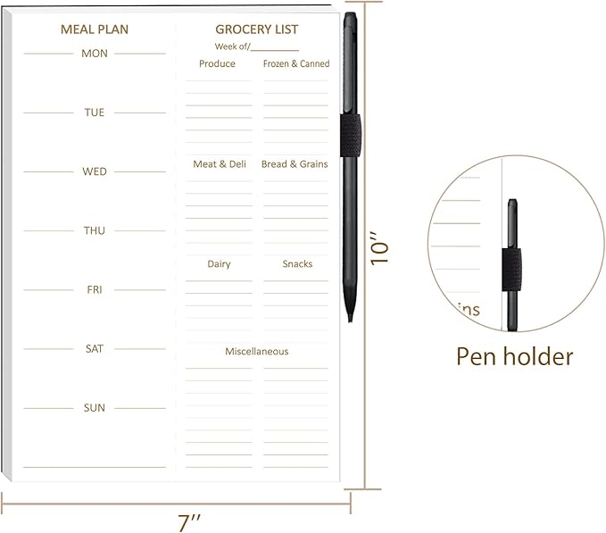 Weekly Meal Planner and Grocery List Magnetic Notepad. 10" x 7" Meal Planning Pad with Tear Off Shopping List. Family Dinner Menu & Meal Prep Plan. 52 Sheets
