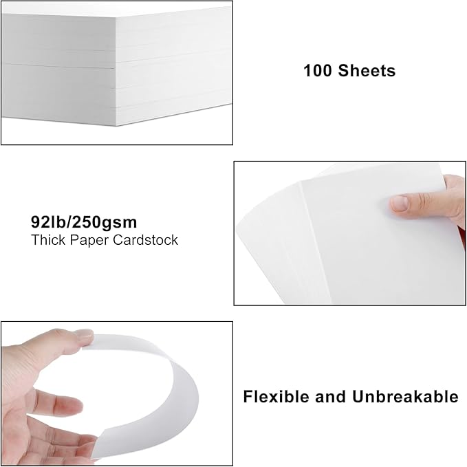 100 Sheets Cardstock 5”x 7”,Blank Card Stock 92lb/250gsm, Thick Heavy CardStock Printer Paper for Wedding Invitation, Greeting Cards Making, Postcards, Photos