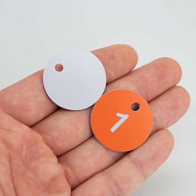 StayMax Plastic ID Number Tags Engraved Tags Key Tags Without Key Rings (1-50, Orange)