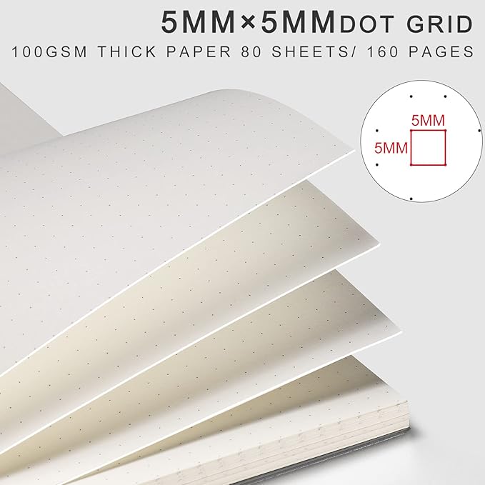 AHGXG Dotted Journal Spiral Notebook (2-Pack), Bullet Dot Grid Journal Large B5 with Transparent Hardcover, Wirebound Notebook 100GSM Dotted Paper, for Bullet Journaling, 7.3"X 10"