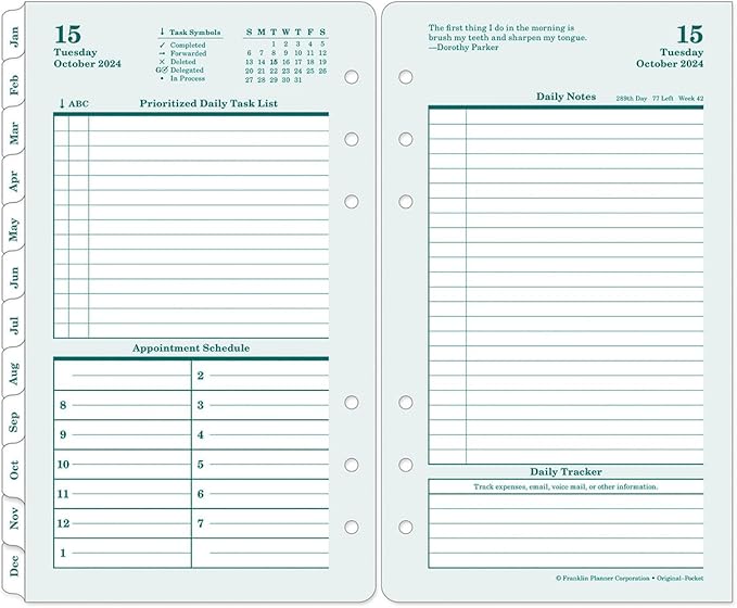 FranklinCovey - Original Two Page Per Day Ring-Bound Planner (Pocket, Jul 2024 - Jun 2025)