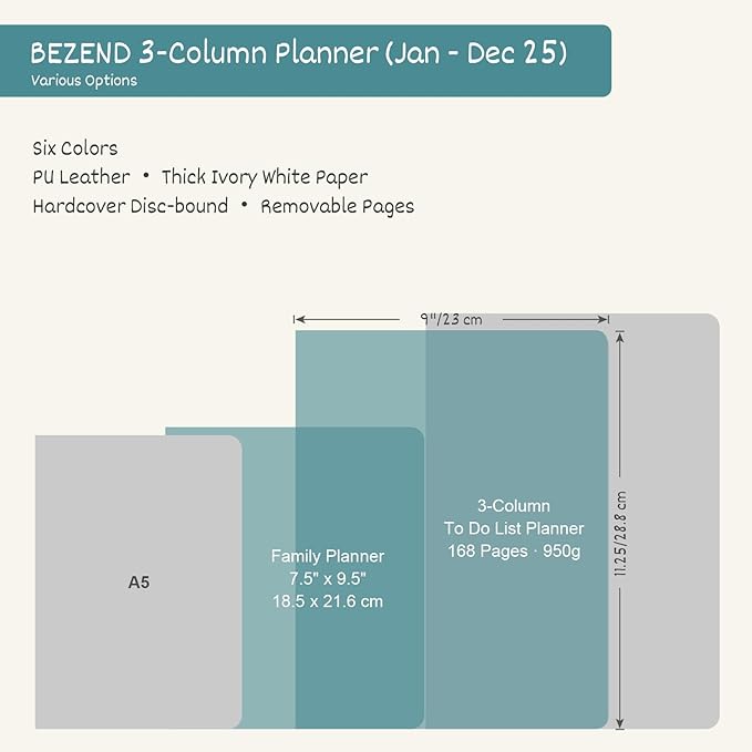 BEZEND 2025 Weekly Monthly Planner Disc-Bound, 8.5" x 11", Appointment Book 12 Months Agenda, Large Calendar Book with To Do List, Hourly Time Slots, Removable Pages, Tabs, Inner Pocket - Orange