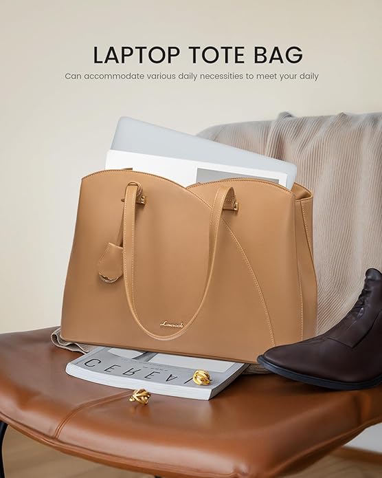 LOVEVOOK Laptop Tote Bag for Women, Work Bags Teacher Tote Bag, Leather Computer Bag Purses Handbag Professional Briefcase