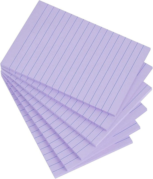 Vanpad Lined Sticky Notes 4X6 in Light Purple Ruled Stickies Super Sticking Power Memo Pads Strong Adhesive, 6 Pads/Pack, 45 Sheets/pad