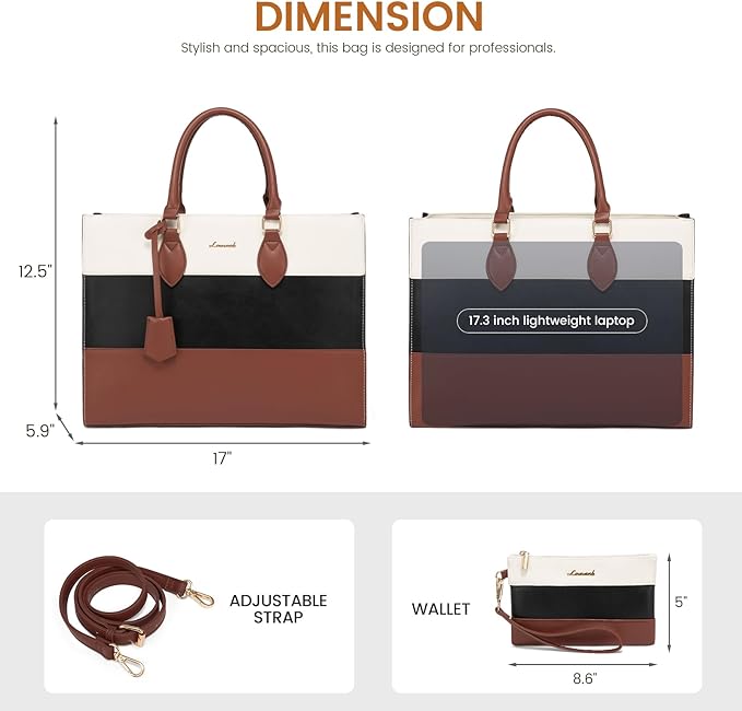LOVEVOOK Laptop Tote Bag for Women, Work Totes Business Office Computer Briefcase with Clutch Purse