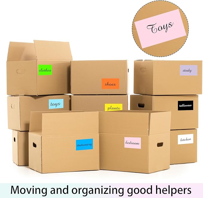 Colored Labels Stickers 3 x 5 Inch, Removable Rectangular Moving Labels, Large Color Coding Labels Moving Stickers- 250 Pack/Orange