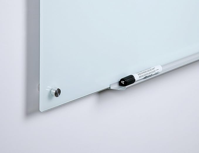 Audio-Visual Direct Magnetic White Calendar Glass Dry-Erase Board Set - 4' x 3' - Includes Magnets, Hardware & Marker Tray