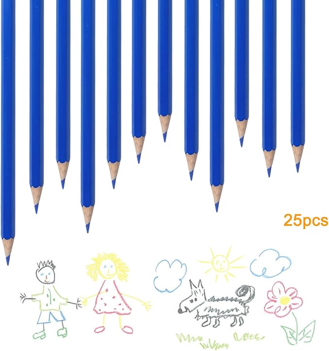 Adhere 25pcs Checking Pencils Erasable colored Pencils Pre-Sharpened #2 HB,for Checking Tests Grading Map Coloring,school Correcting,editing Office Favors,including a Free sharpener..(Blue)