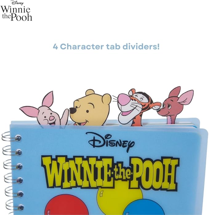 Innovative Designs Disney Winnie the Pooh Tab Journal Notebook, Spiral Bound, 96 Lined Pages, 8 x 7 inches