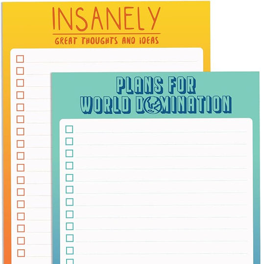 2 Funny To Do List Notepads - Set of Two 50 Sheet 5.5 x 8.5” Note Pads for Daily and Weekly Tasks, Planner Organizer, and Checklists - Fun Coworker Gifts, Humorous Office Supplies to Track Tasks