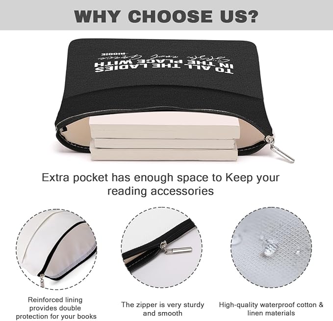 Book Themed Gifts Waterproof Book Sleeve Book Pouch Feminism Equality Rights Reading Gifts for Women Coworker Book Covers for Paperbacks Book Accessories Book Protector with Zipper and Front Pocket