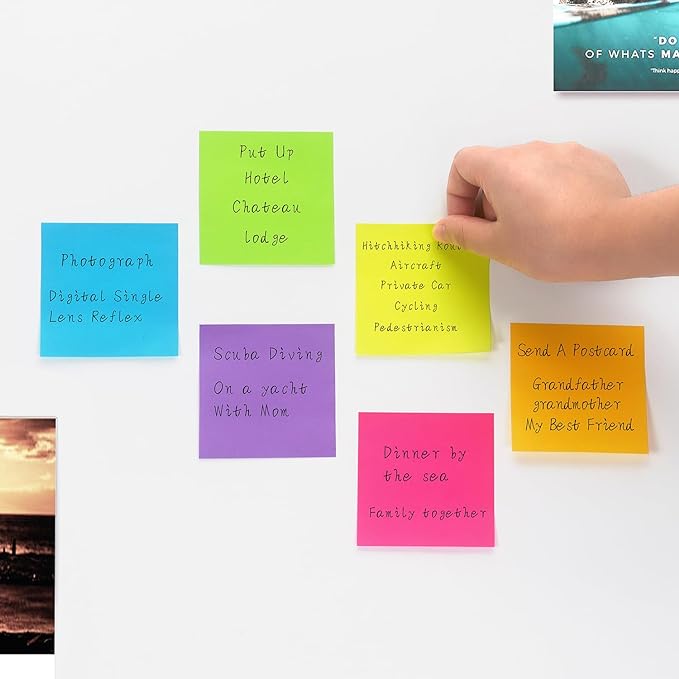 Pop Up Sticky Notes 3x3 inch Bright Colors Self-Stick Pads 12 Pads/Pack 100 Sheets/Pad Total 1200 Sheets