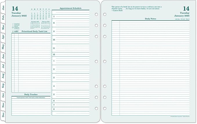 FranklinCovey - Original Two Page Per Day Ring-Bound Planner (Monarch, Jan 2025 - Dec 2025)