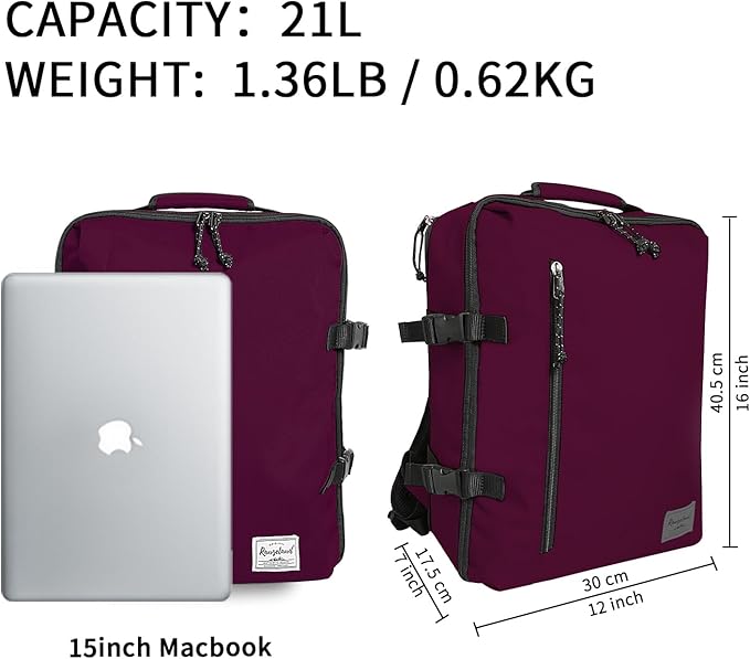 Laptop Travel Backpack Airline Approved Carry-on Under-seat Backpack, Stylish Minimalist Casual, Fuchsia