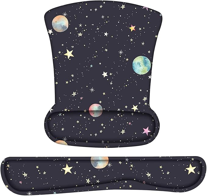 iCasso Keyboard Wrist Rest and Mouse Wrist Rest Pad, Made of Memory Foam, Ergonomic Support, Easy Typing and Relieve Wrist Pain, Perfect for Gaming, Office - Revery Night