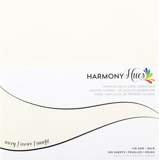 Cardstock 8.5 x 11 Paper Pack - 65lb Smooth Card Stock for Crafts, Cardmaking, Printers - 100 Scrapbook Sheets - Double Sided with Solid Core, Ivory