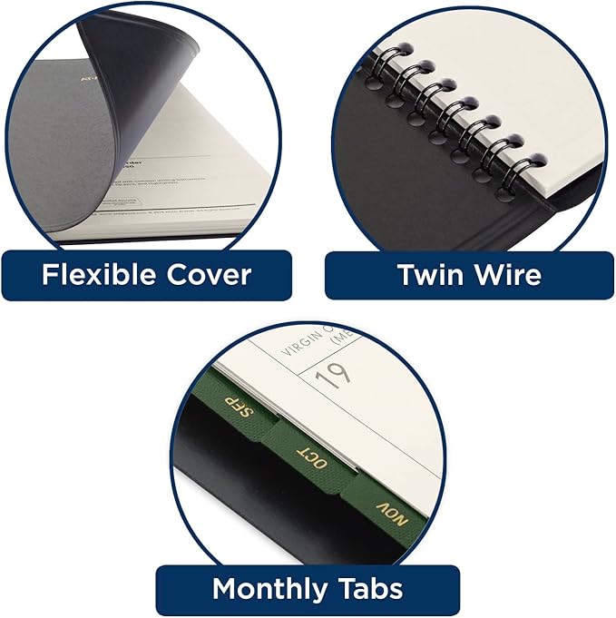 AT-A-GLANCE 2024 Weekly & Monthly Planner, Hourly Appointment Book, 5" x 8", Small, Recycled, Monthly Tabs, Black (70100G0524)