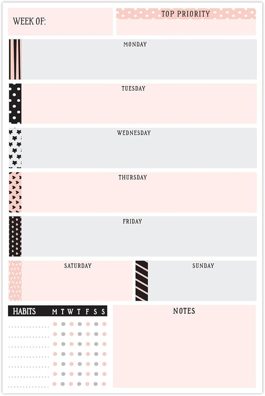 Global Printed Products 6" x 9" Vertical to-Do List and Weekly Planning Pad, 60-Sheets, Scrapbook