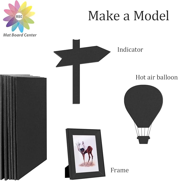 Mat Board Center, Pack of 10 Acid-Free Foam Boards, 9x12 inch Black Foam Boards, 3/16" Thick