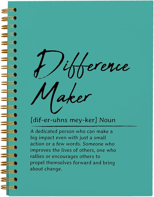 OXW Difference Maker Appreciation Gift, Meeting Notebook for Work, Thank You Gifts for Leader Mentor Manager Boss, Office Supplies Social Worker Notebook, Green Hardcover Spiral Notebook 5.5 x 8.3