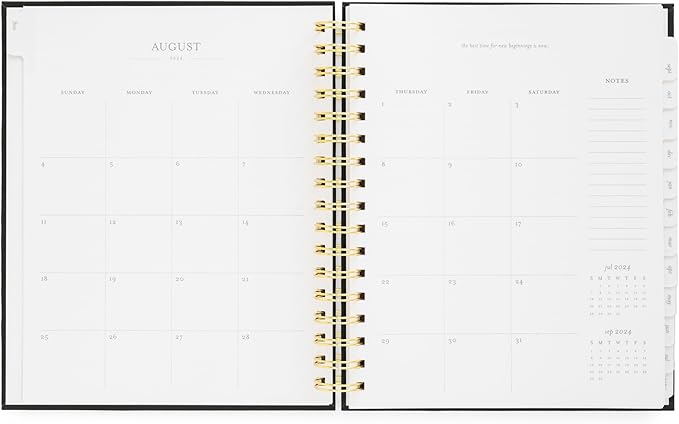 2024-2025 Sugar Paper Academic Signature Spiral Planner, Black, Monthly and Weekly Planning