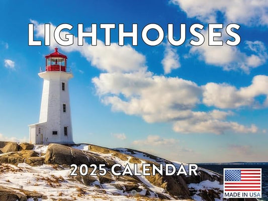 Lighthouse Calendar 2025 Monthly Wall Calender 12 Month | American Made In The USA