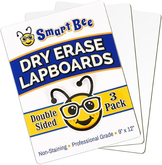Dry Erase Boards for Classroom | 9x12 Inches, Double-Sided, Student Dry Erase Board for School and Home Learning | Personal Small White Board for Lap, Desk, Office, Kitchen | Pack of 3