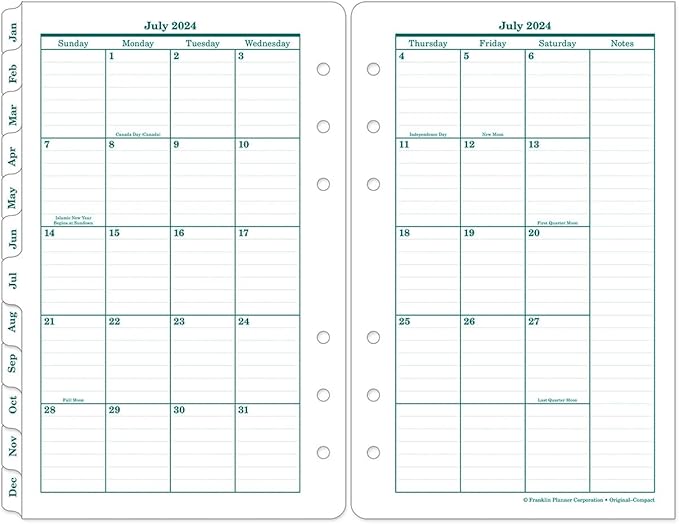 FranklinCovey - Original Two Page Per Day Ring-Bound Planner (Compact, Jul 2024 - Jun 2025)