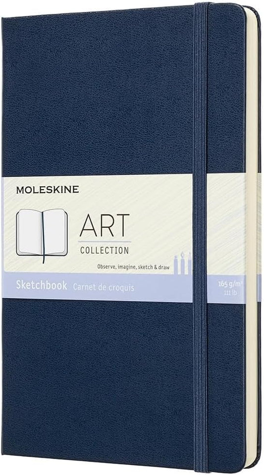 Moleskine Art Sketchbook, Hard Cover, Large (5" x 8.25") Plain/Blank, Sapphire Blue, 104 Pages