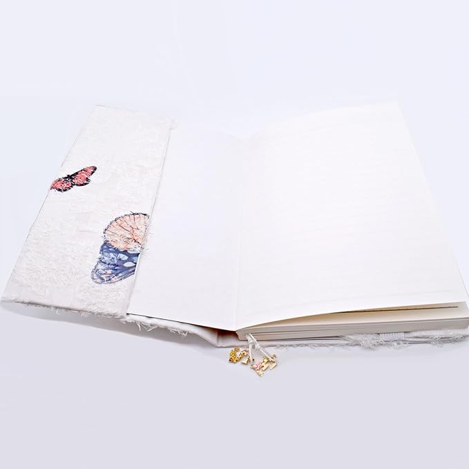 BLBMH Butterfly Book Covers for Paperbacks Book Cover Fit for 5.5x8.5 inch Adjustable Book Sleeve Cover for A5 Books Softcover Protector for Notebook Bible - Beige