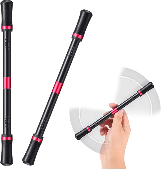Outus 2 Pieces Spinning Pen Rolling Finger Rotating Gaming Trick Pen Mod with Tutorial No Refill Stress Releasing Brain Training Toys for Adults Office Supplies(Black and Red)