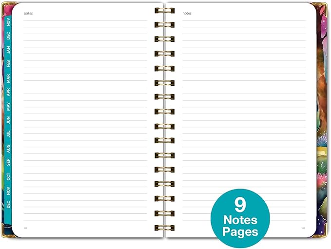 HARDCOVER 2025 Planner, 5.5"x8": 14 Months (November 2024 - December 2025), Daily Weekly Monthly Planner, Yearly Agenda, Bookmark, Pocket Folder and Sticky Note Set (Rainbow Trail)