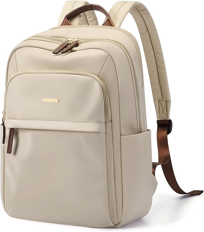 Laptop Backpack for Women Travel Work Commute Casual Daypack Backpack Purse Computer Bags Fit 14 Inch Notebook (Apricot)