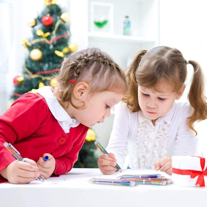 EEOYU 23 Pack Multicolor Pens 0.5mm 6-in-1 Retractable Ballpoint Pens 6 Colors Transparent Barrel Ballpoint Pen for Office School Supplies Students Children Gift