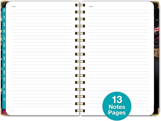 HARDCOVER Academic Year 2024-2025 Planner: (June 2024 Through July 2025) 5.5"x8" Daily Weekly Monthly Planner Yearly Agenda. Bookmark, Pocket Folder and Sticky Note Set (Dark Gold Marble)