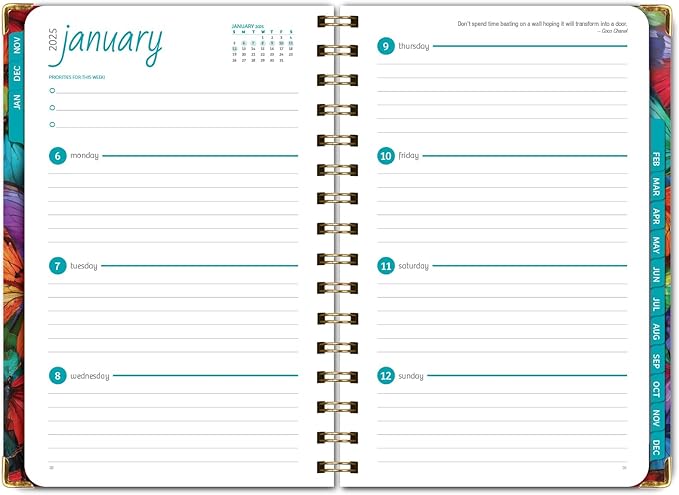 HARDCOVER 2025 Planner, 5.5"x8": 14 Months (November 2024 - December 2025), Daily Weekly Monthly Planner, Yearly Agenda, Bookmark, Pocket Folder and Sticky Note Set (Colorful Butterflies)