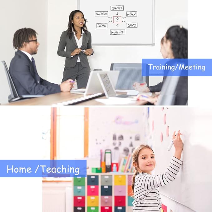 DEVELOP Magnetic Dry Erase White Board 24x36 Inch, Aluminum Frame Wall-Mounted Whiteboard with Detachable Marker Tray & Magnetic Surface for Home Office Classroom Kitchen Memo