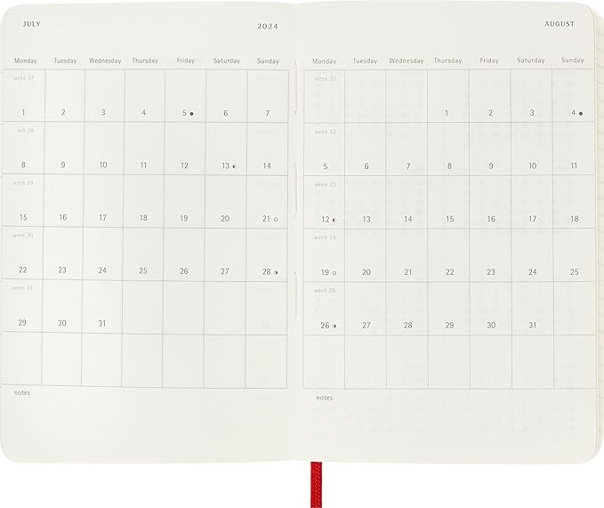 Moleskine Classic 18 Month 2023-2024 Weekly Planner, Soft Cover, Pocket (3.5" x 5.5"), Scarlet Red