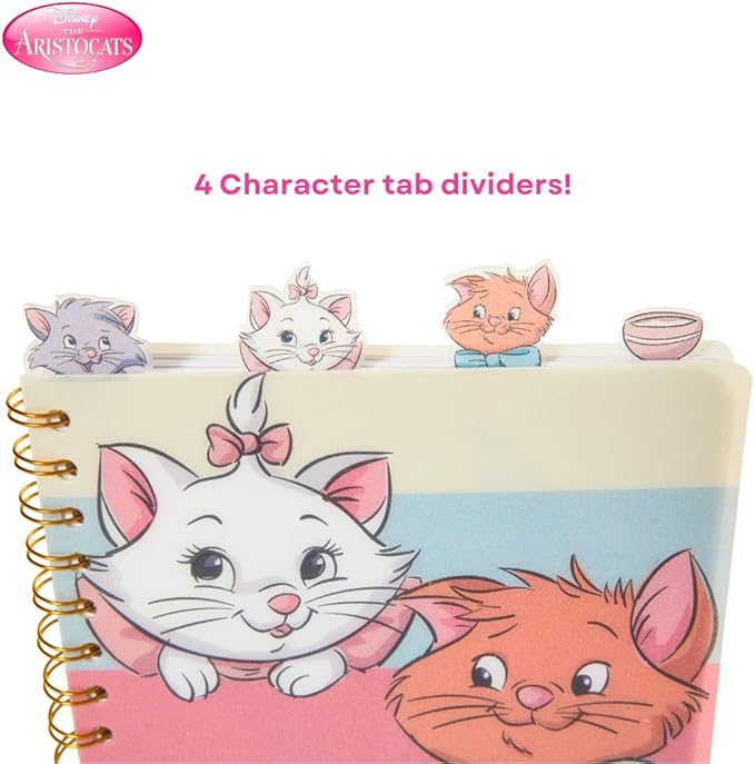 Innovative Designs Disney The Aristocats Tab Journal Notebook for Kids, Spiral Bound, 96 Lined Pages, 8 x 7 inches