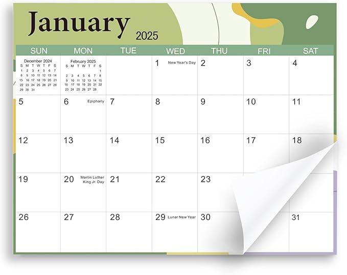 SKYDUE 2025 Magnetic Calendar for Refrigerator, Fridge Calendar 2024-2025, Jul 2024 to Dec 2025 18 Months Magnetic Calendar, 10" x 8", Modern Multi-Color