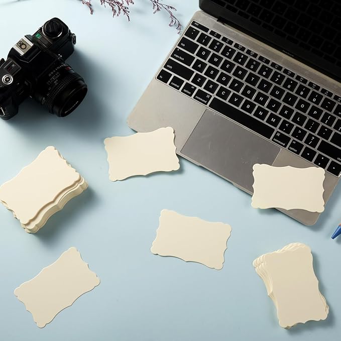 120 Pieces Small Mini Business Cards Vintage Assorted Colors Blank Note Cards Gift Word Card for Business Cards, Gift Cards (Cream, 3.66x 2.36 inches)